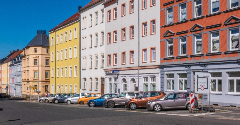 Colorful apartment complexes.