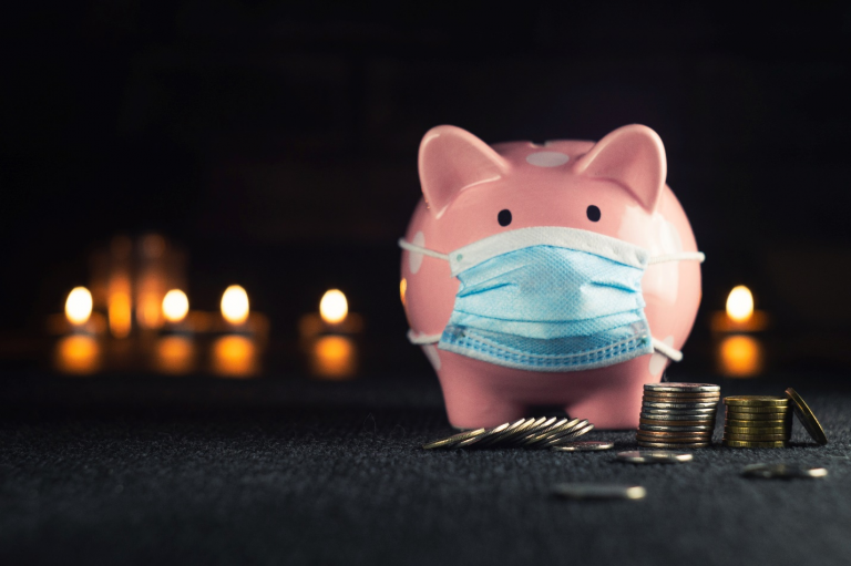 Piggy bank with a mask