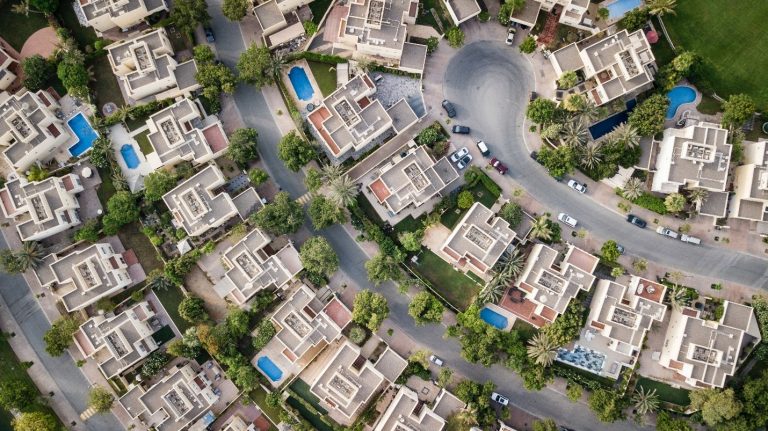 Aerial view of buildings