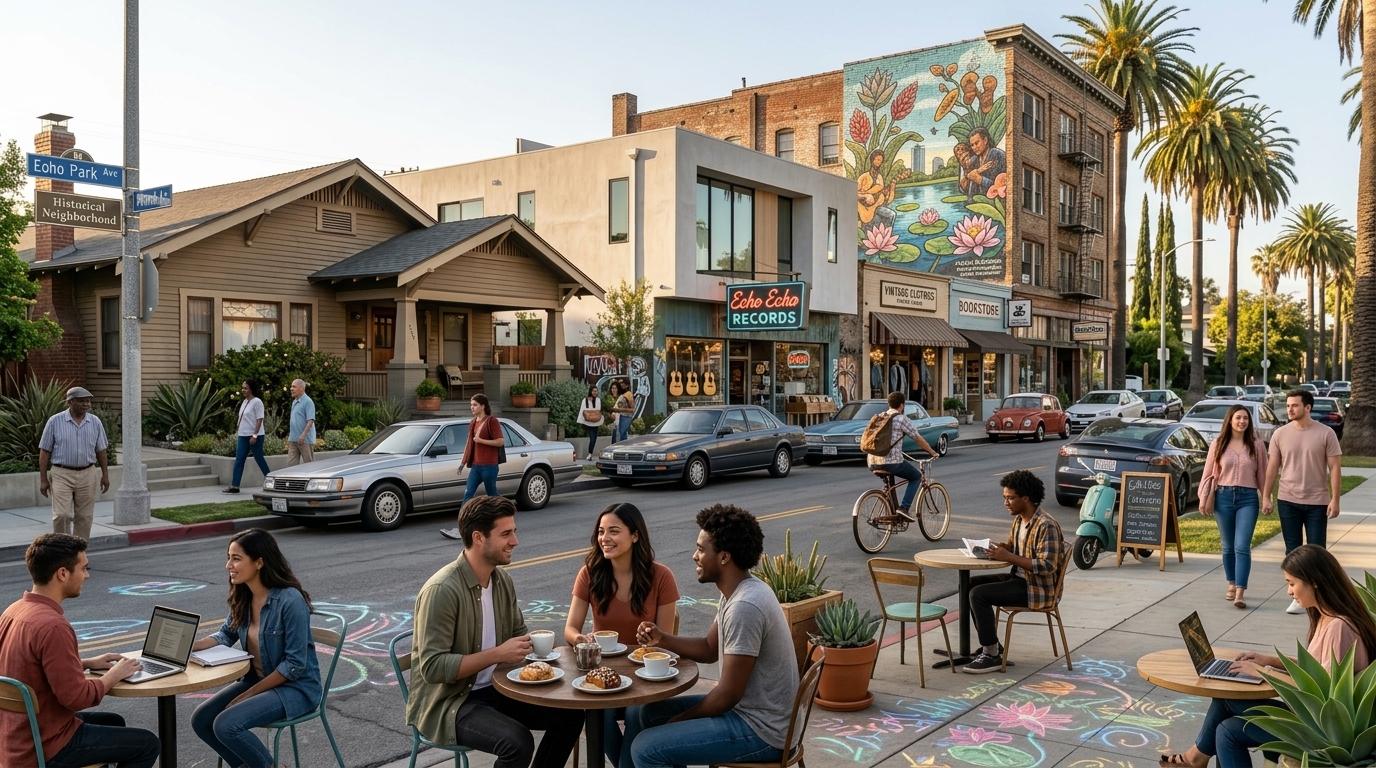 The First Signs of Change: Artists, Cafes, and Rising Interest

The early 2000s saw something shift in Echo Park. Artists, musicians, and young creative types started moving in because the rent was affordable and the neighborhood had a genuine character that newer, polished areas lacked. The bohemian energy that Echo Park became known for was not manufactured. It grew organically out of a community that was looking for space to work and live without spending everything they had.

Small businesses followed. Coffee shops, independent record stores, and casual restaurants started appearing along Sunset Boulevard. The neighborhood was developing an identity and, with that identity, came a new kind of buyer interest. People who had been watching from the sidelines started making moves. And once that happens in a neighborhood close to downtown Los Angeles, it tends to be hard to stop.