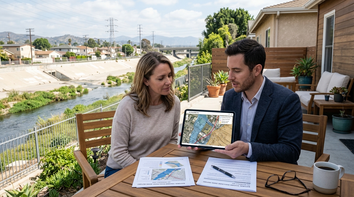 What the Natural Hazard Disclosure Report Covers for River Adjacent Homes

The NHD report is probably the most important document in a California home sale when it comes to environmental issues. It checks a property against several state and federal maps and tells the buyer whether the home falls inside any of several designated hazard zones. For homes near the LA River, the zones most likely to show up include the following.

FEMA Special Flood Hazard Area (Zone AE, AO, or similar flood zone designations)
Supplemental Flood Hazard Zone as mapped by state or local agencies
Dam Inundation Area if the property sits downstream from a dam or reservoir
Seismic Hazard Zone if the property is near a fault line or liquefaction risk area
Alquist Priolo Earthquake Fault Zone, which can affect buildability and financing
State Responsibility Area for wildfire if applicable to your specific parcel
Contaminated soil or underground storage tank disclosures if there is known industrial history nearby

Not every property near the LA River will trigger all of these, but flood zone and dam inundation are the two most common for river corridor homes. Your NHD provider will run the check against the current maps, but it helps to know in advance what you might be dealing with so you are not surprised at the table.
