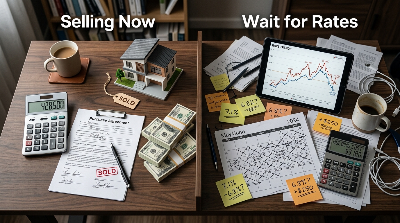 Selling Now vs Waiting: A Side-by-Side Numbers Breakdown

Let me show you two paths on a real example. Assume your home is currently worth $420,000 and you have a $280,000 mortgage balance with a monthly payment of around $2,100.