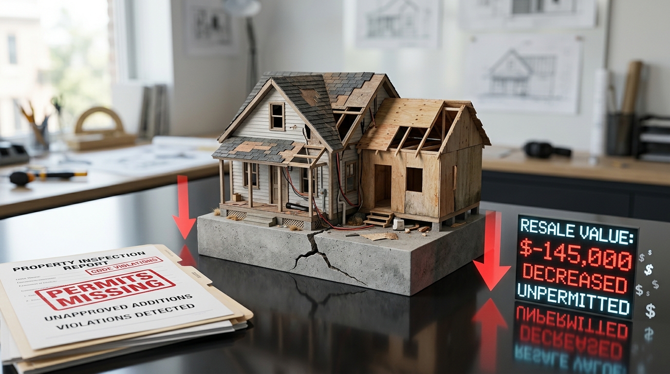 The Real Financial Impact on Resale Value

The financial damage from an illegal conversion comes from multiple directions at once. It is not just that buyers discount the price. It is that the unpermitted work creates legal exposure, financing problems, insurance complications, and ongoing penalty risk that all compound on each other.