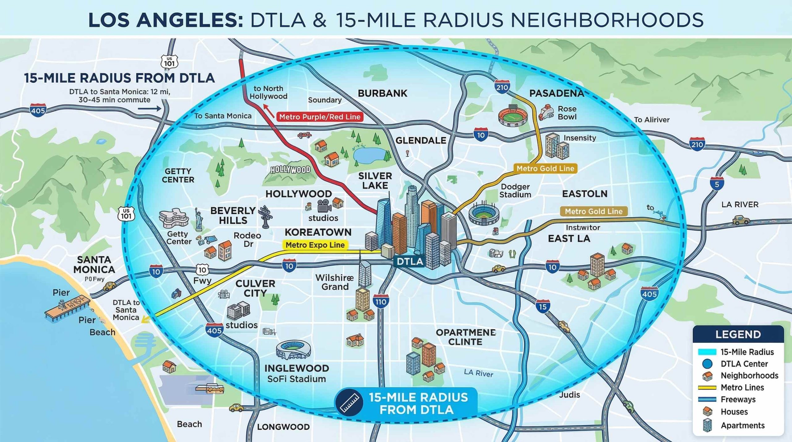 The Best 15 Mile Radius Commutes to DTLA and What They Mean for Property Value 1 What These Commute Zones Actually Mean for Your Home Value